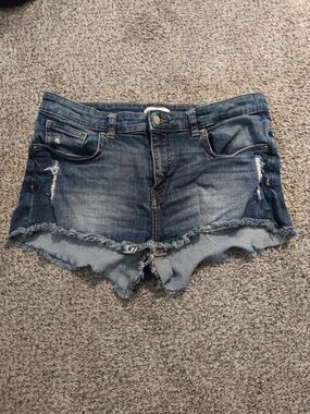 Mango Distressed Denim Cutoff Shorts - Blue